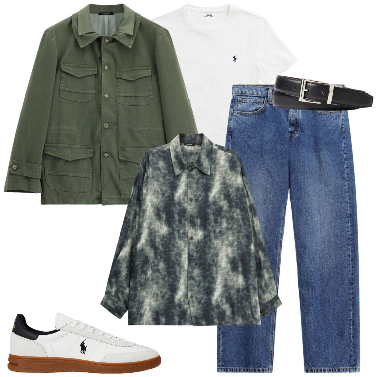 Outfit uomo - Ottobre. Stile Urban per Tutti i giorni. Abbinamento con camicie, cappotti, jeans, t-shirt, sneakers, cinture.