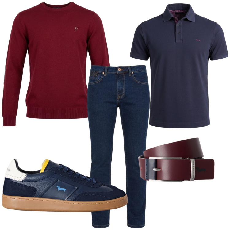 Outfit uomo - The New Everyday - Harmont & Blaine. Stile Trendy per Tutti i giorni. Abbinamento con jeans, cinture, sneakers, polo, maglieria.