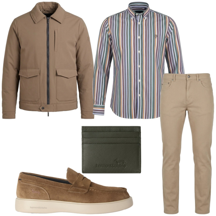 Outfit uomo - The New Everyday - Harmont & Blaine. Stile Casual per Tutti i giorni. Abbinamento con giacche, scarpe stringate, portafogli, camicie, pantaloni.