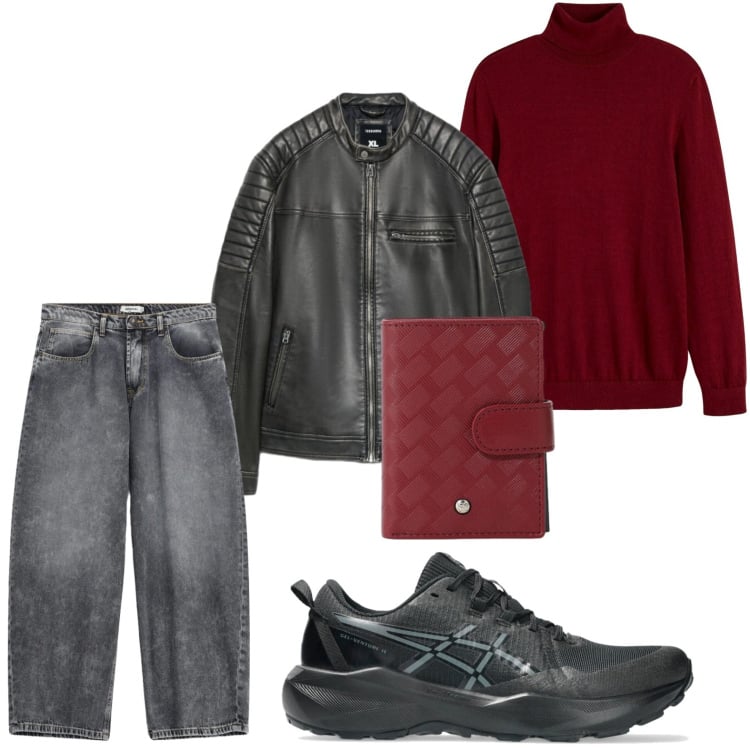 Outfit uomo - Carismatico e deciso. Stile Trendy per Tutti i giorni. Abbinamento con jeans, portafogli, giacche, maglieria, sneakers.