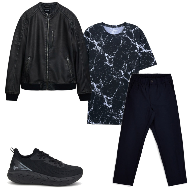 Outfit uomo - Total look #2489500. Stile Trendy per Tutti i giorni. Abbinamento con giacche, t-shirt, pantaloni, sneakers.