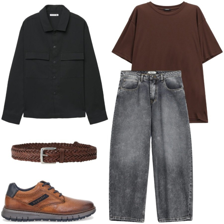 Outfit uomo - Total look #2489771. Stile Casual per Tutti i giorni. Abbinamento con t-shirt, jeans, cinture, camicie, scarpe stringate.
