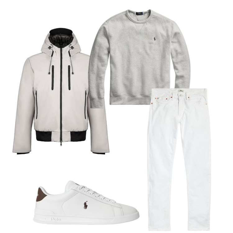 Outfit uomo - Total look #2489831. Stile Trendy per Tutti i giorni. Abbinamento con felpe, jeans, sneakers, giacche.