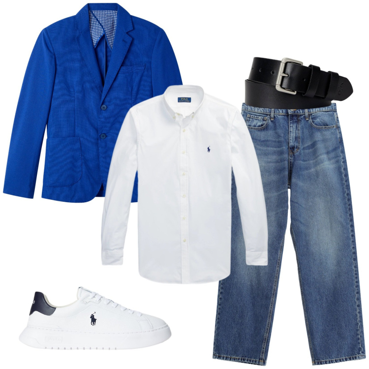 Outfit uomo - Total look #2489836. Stile Trendy per Serata speciale. Abbinamento con jeans, cinture, sneakers, camicie, giacche.