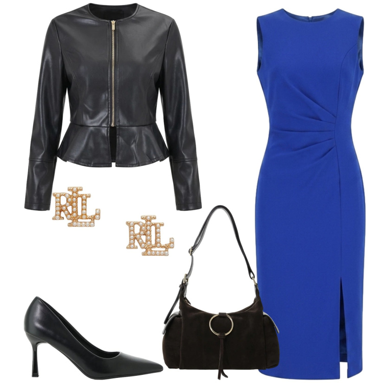 Outfit donna - Total look #2489849. Stile Chic per Serata fuori. Abbinamento con décolleté, borse a spalla, orecchini, vestiti midi/longuette, giacche.
