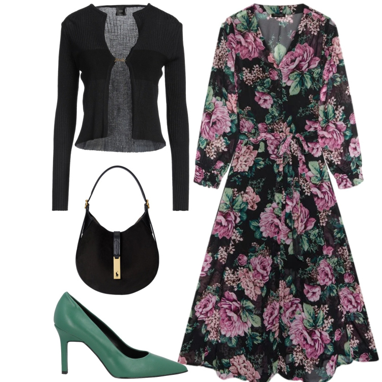 Outfit donna - Total look #2489869. Stile Romantica per Cerimonia. Abbinamento con vestiti midi/longuette, borse a spalla, décolleté, cardigans.