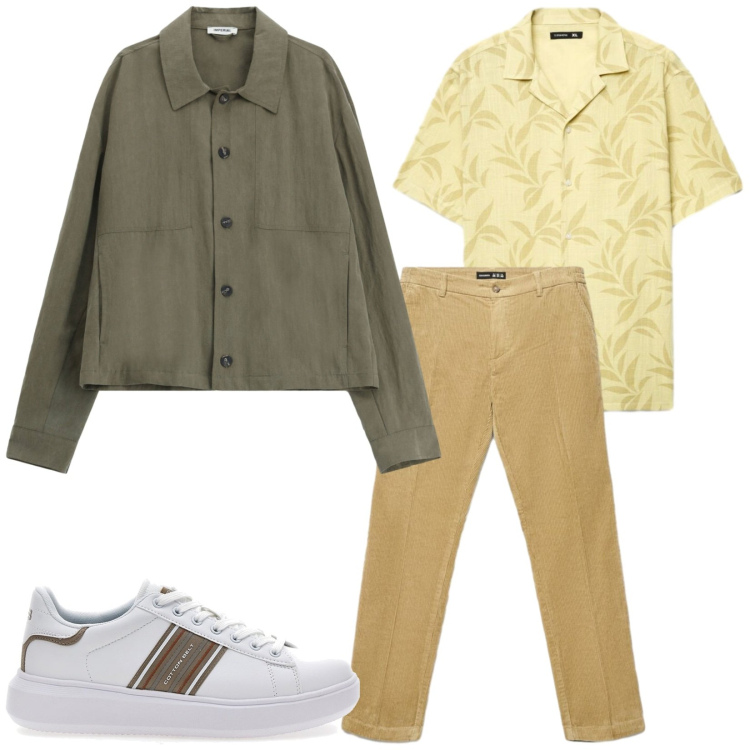 Outfit uomo - Total look #2489883. Stile Casual per Tutti i giorni. Abbinamento con cappotti, camicie a manica corta, pantaloni chino, sneakers.