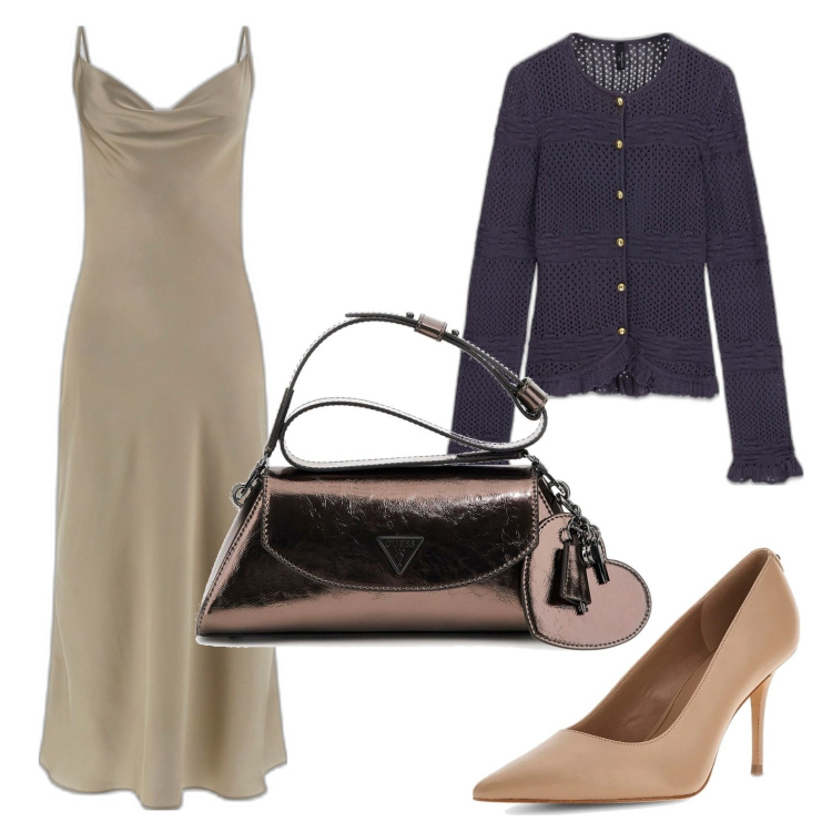 Outfit mujer - Bon ton look. Estilo Bon Ton para Noche/Fiesta elegante. Combinación con salones, vestidos midi/longuettes, prendas de punto, bolsos de mano.