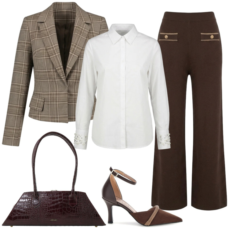 Outfit donna - Gilmore Girls: Elegante come Emily. Stile Chic per Ufficio. Abbinamento con borse a spalla, pantaloni, blazer, camicie, décolleté.