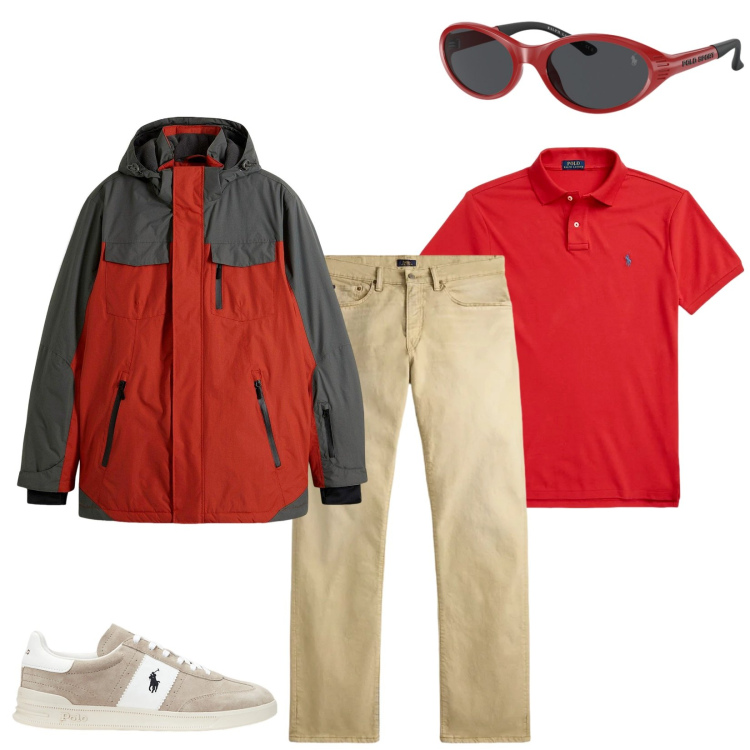 Outfit uomo - Total look #2490034. Stile Trendy per Tutti i giorni. Abbinamento con sneakers, polo, occhiali da sole, jeans dritti, giacche.