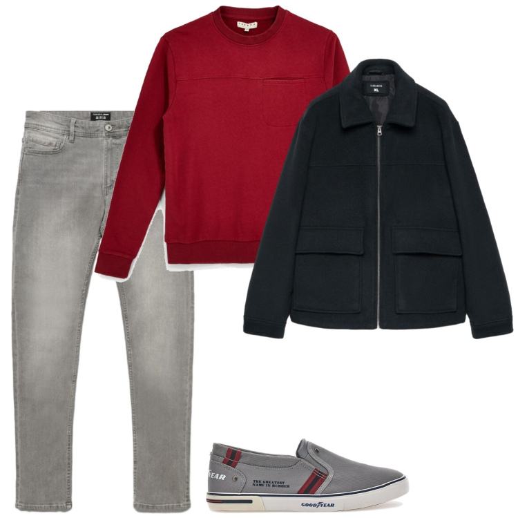 Outfit uomo - Casual quotidiano. Stile Casual per Tutti i giorni. Abbinamento con jeans skinny, cappotti, sneakers, felpe.