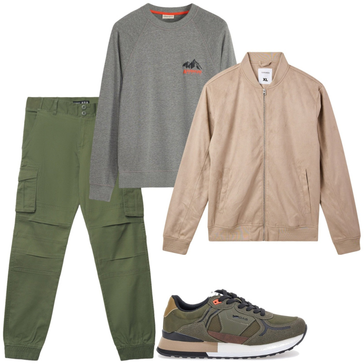 Outfit uomo - Intramontabili cargo. Stile Casual per Tutti i giorni. Abbinamento con bomber, pantaloni cargo, sneakers, felpe.