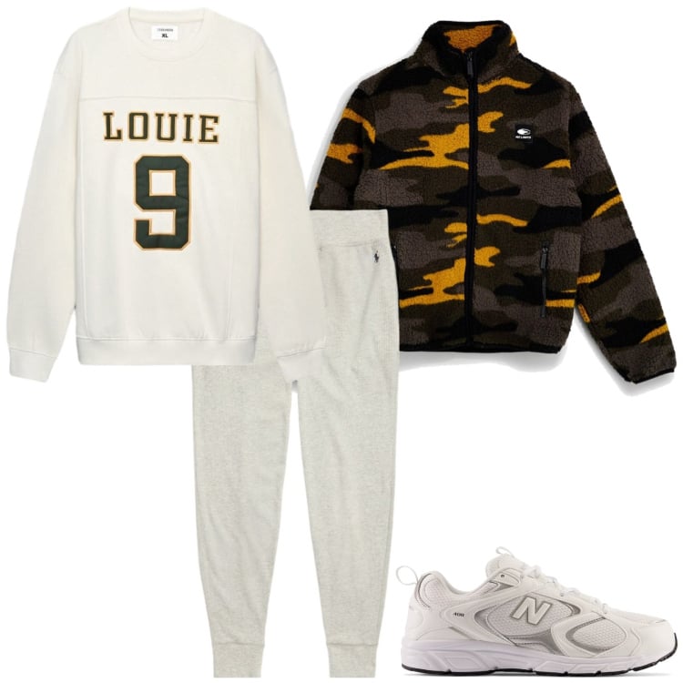 Outfit uomo - Walking. Stile Casual per Sport. Abbinamento con felpe, pantaloni, sneakers, pullovers.