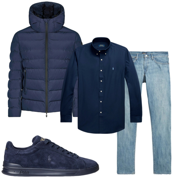 Outfit uomo - Total look #2490093. Stile Trendy per Tutti i giorni. Abbinamento con sneakers, jeans, camicie, bomber.