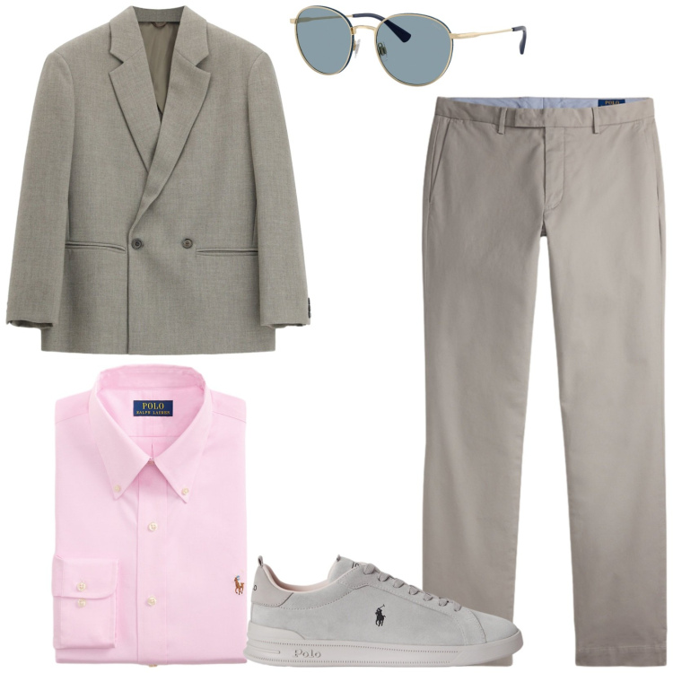 Outfit uomo - Total look #2490097. Stile Business/Elegante per Ufficio. Abbinamento con giacche, camicie, occhiali da sole, pantaloni, sneakers.