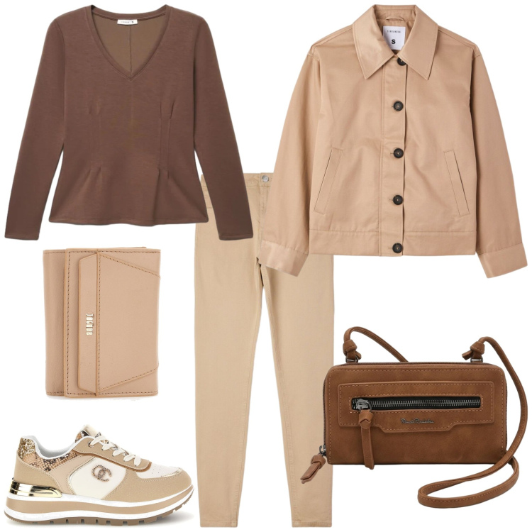 Outfit donna - Terranova-Fall Mid Season Sale. Stile Casual per Tutti i giorni. Abbinamento con cappotti, pantaloni skinny, t-shirt, sneakers alte, portafogli, borse a tracolla.