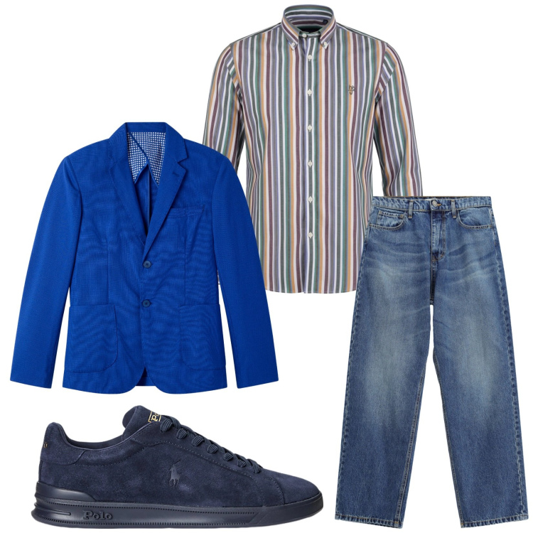 Outfit uomo - Total look #2490127. Stile Trendy per Serata speciale. Abbinamento con camicie, jeans, sneakers, giacche.