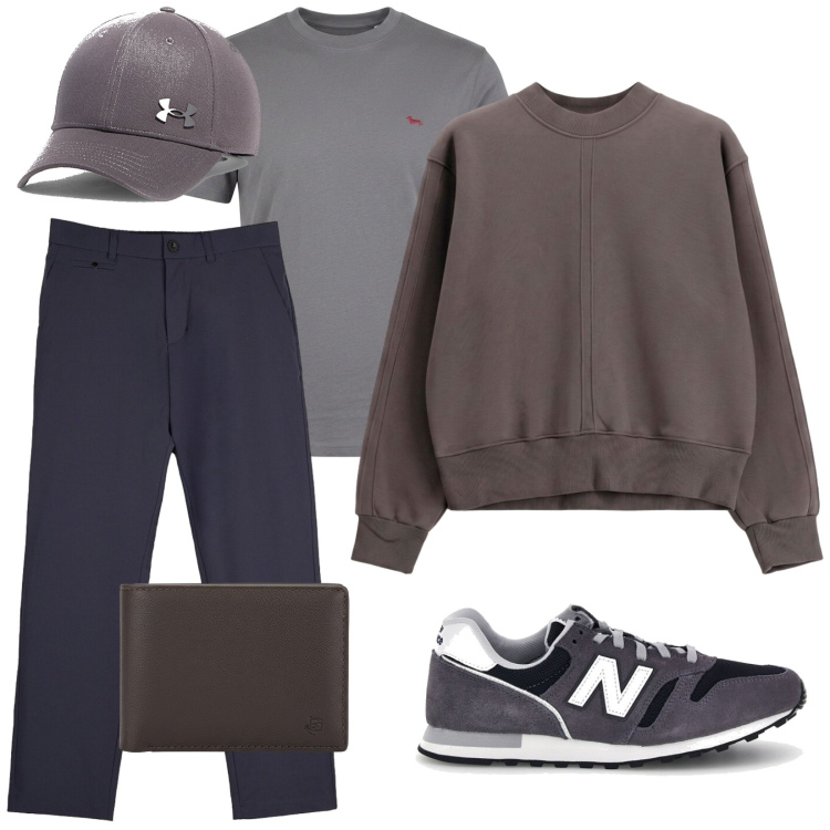 Outfit uomo - Total look #2490192. Stile Trendy per Tutti i giorni. Abbinamento con t-shirt, felpe, pantaloni chino, cappelli con visiera, portafogli, sneakers.