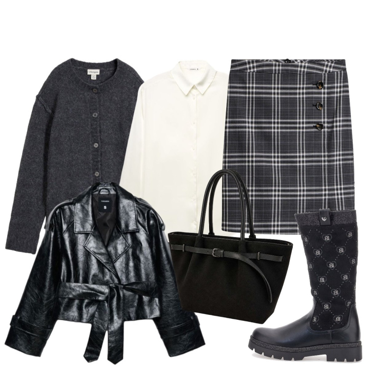 Outfit donna - Dalla mattina alla sera. Stile Casual chic per Tutti i giorni. Abbinamento con borse a spalla, trench, camicie, gonne longuette, stivali, cardigans.
