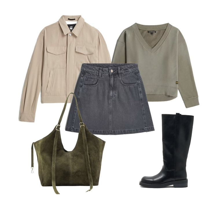 Outfit femme - Bottes plates. Style Tendance pour Tous les jours. Assortir avec blazers, sacs tote, sweat-shirts, jupes, bottes.