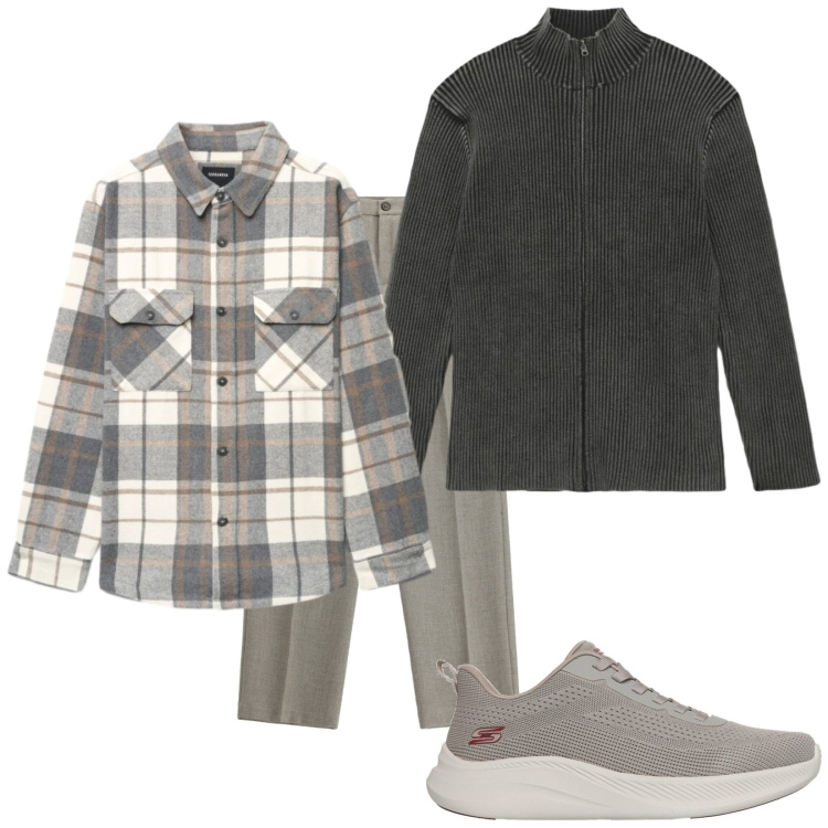 Outfit uomo - Total look #2490226. Stile Trendy per Tutti i giorni. Abbinamento con pantaloni, camicie, cardigans, sneakers.