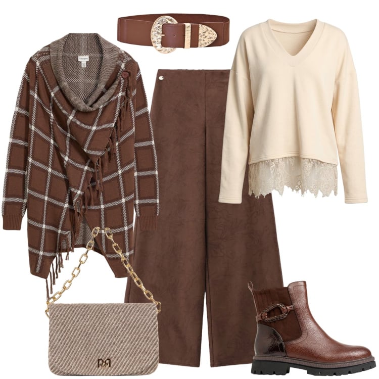 Outfit donna - Weekend “avvolgente”- @mikytwins. Stile Sporty chic per Tutti i giorni. Abbinamento con pantaloni a palazzo, felpe, cinture, borse a spalla, stivaletti, cardigans.