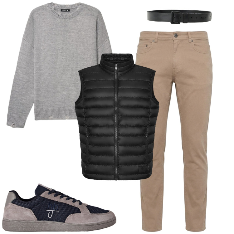 Outfit uomo - Ottobre. Stile Urban per Tutti i giorni. Abbinamento con maglieria, cinture, pantaloni, sneakers, piumini.