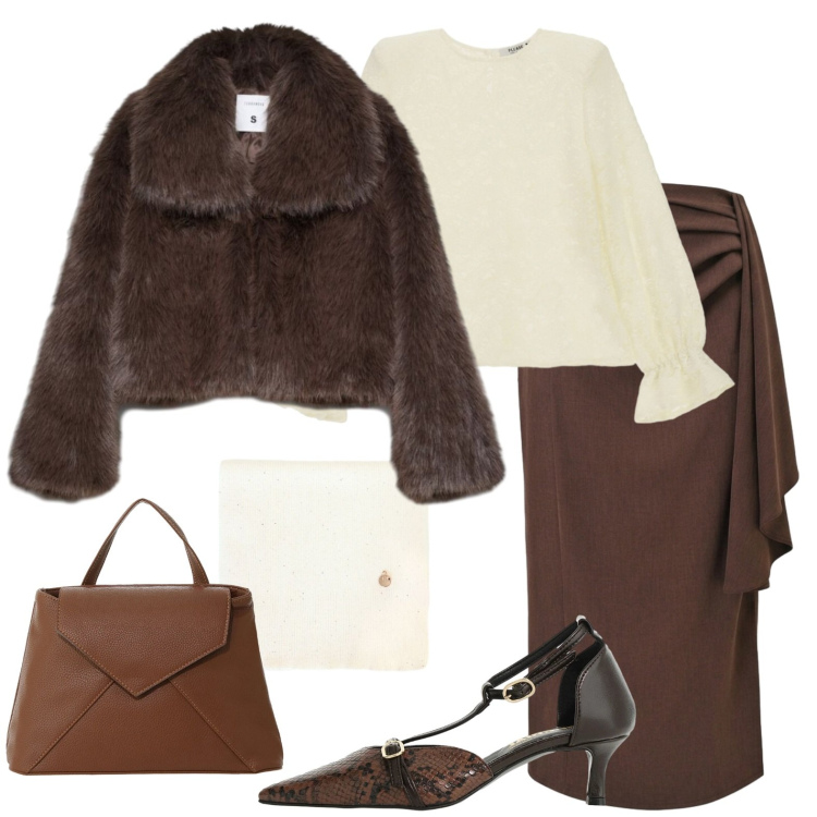 Outfit donna - Stasera teatro. Stile Bon Ton per Serata fuori. Abbinamento con décolleté, borse a mano, bluse, gonne longuette, sciarpe, blazer.