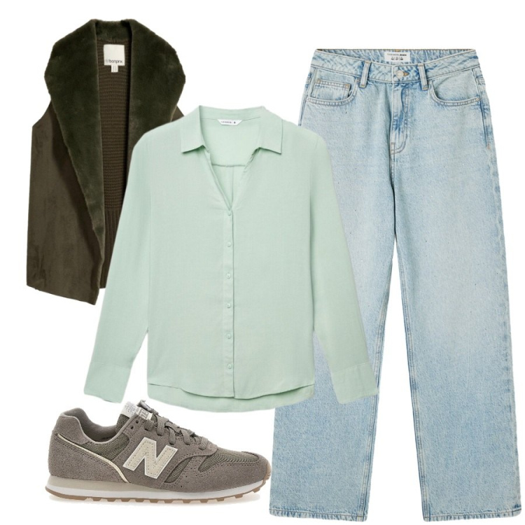 Outfit donna - Total look #2490514. Stile Casual per Tutti i giorni. Abbinamento con jeans, camicie, sneakers, piumini.