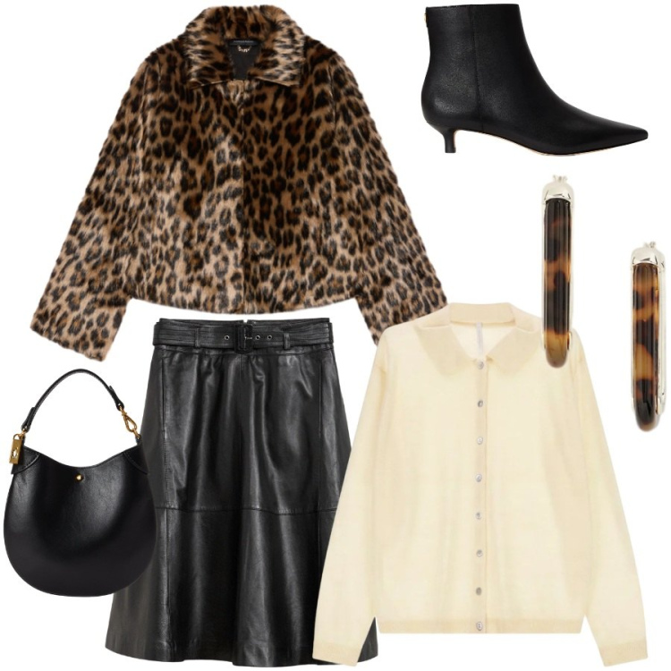 Outfit donna - Total look #2490575. Stile Etnico per Serata fuori. Abbinamento con cardigans, blazer, pochette, stivaletti, orecchini, gonne.