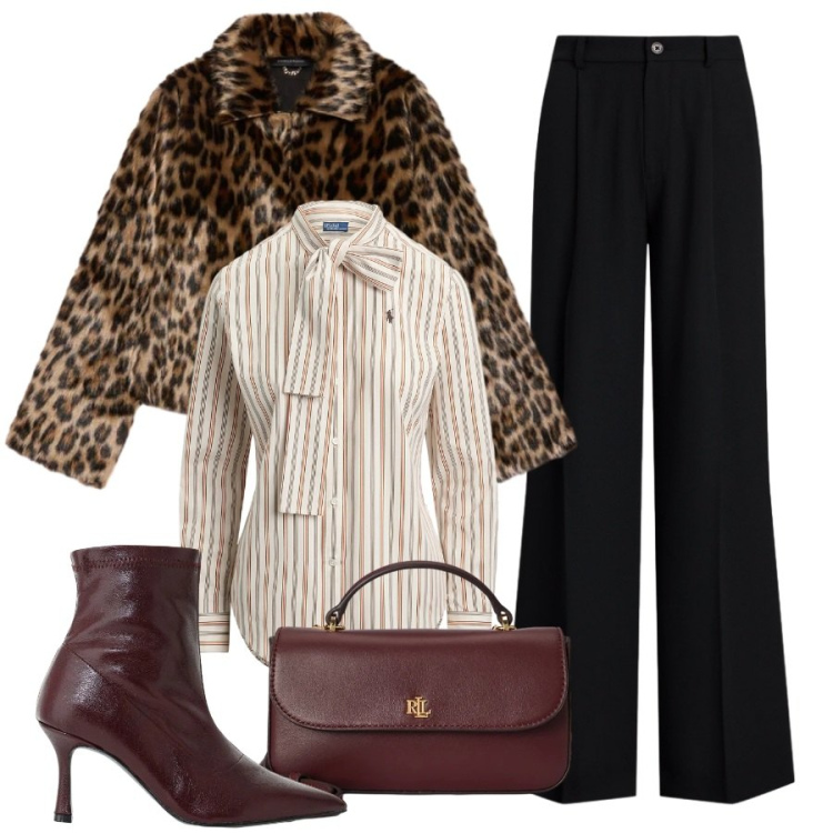 Outfit donna - Eleganza trendy. Stile Sporty chic per Ufficio. Abbinamento con stivaletti, blazer, pantaloni, borse a mano, camicie.