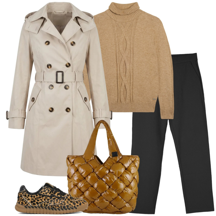 Outfit donna - Classici. Stile Casual per Tutti i giorni. Abbinamento con maglieria, pantaloni chino, borse tote, trench, sneakers.
