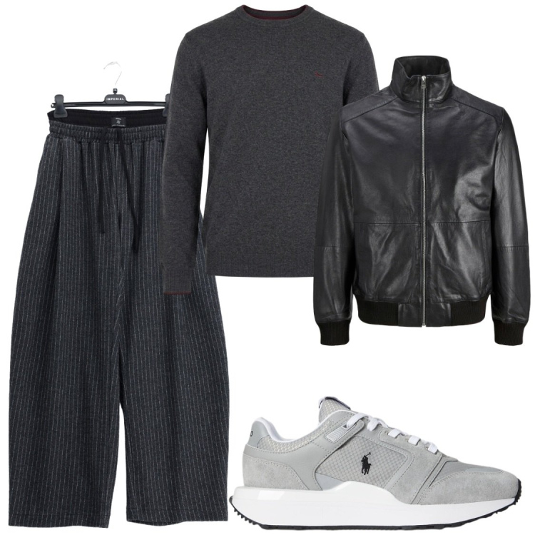 Outfit uomo - Total look #2490603. Stile Trendy per Tutti i giorni. Abbinamento con maglieria, pantaloni, sneakers, giacche.
