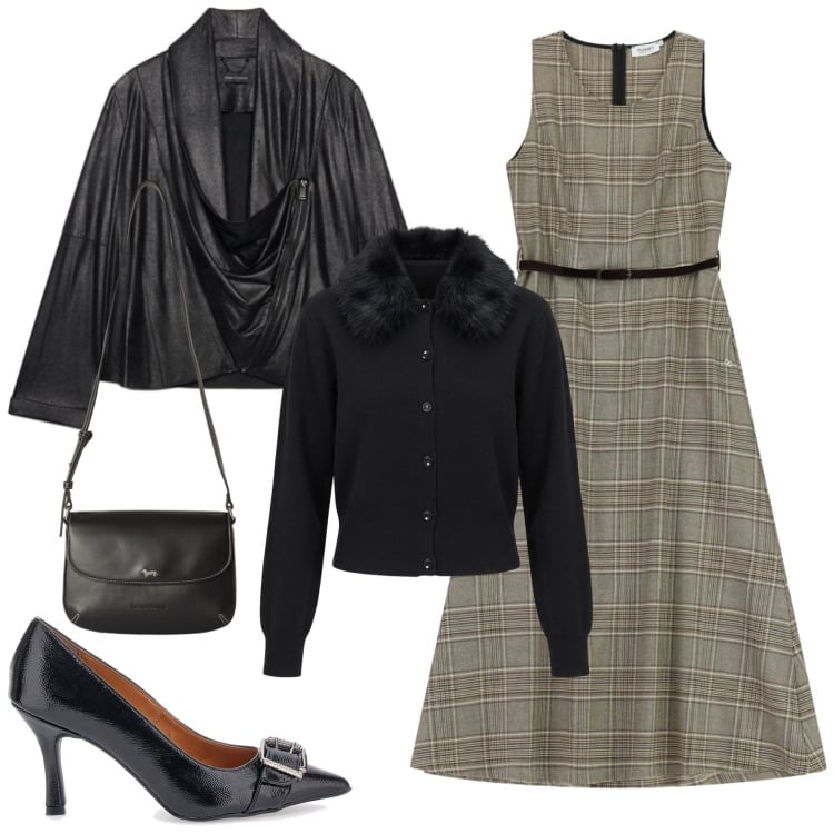 Outfit donna - Total look #2490705. Stile Chic per Serata fuori. Abbinamento con borse a tracolla, blazer, vestiti midi/longuette, cardigans, décolleté.