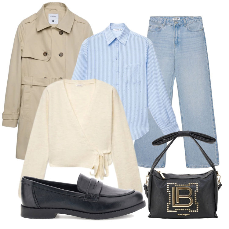 Outfit donna - Terranova - Fall Mid Season Sale. Stile Casual chic per Tutti i giorni. Abbinamento con trench, cardigans, jeans, camicie, borse a mano, mocassini.