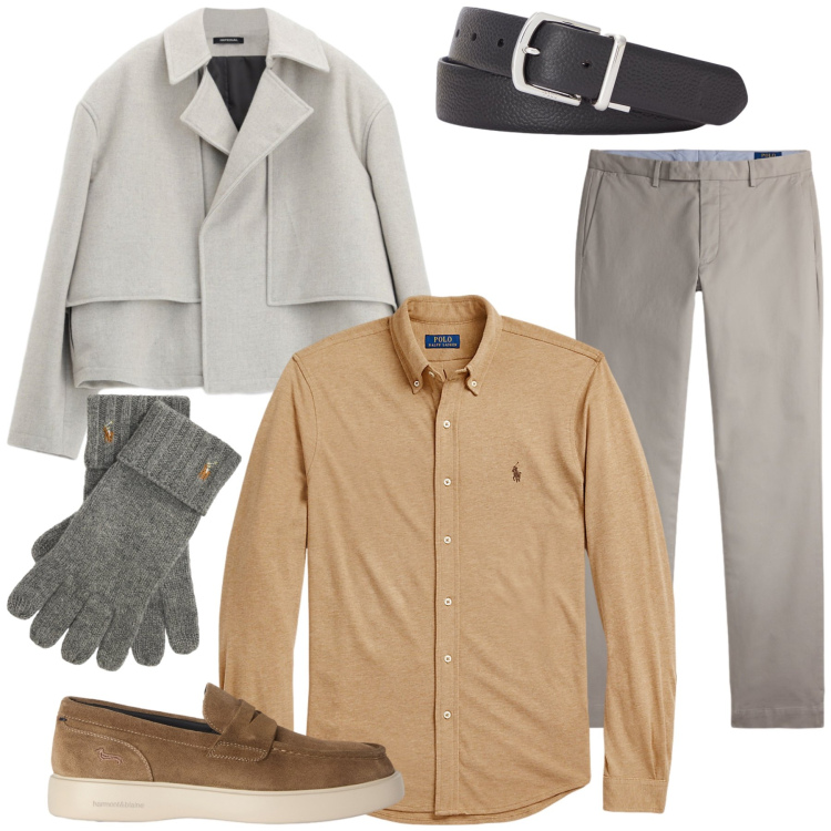 Outfit uomo - Total look #2490749. Stile Casual per Tutti i giorni. Abbinamento con scarpe stringate, giacche, camicie, pantaloni, cinture, guanti.