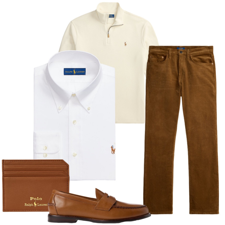 Outfit uomo - Total look #2490753. Stile Casual per Tutti i giorni. Abbinamento con pullovers, pantaloni, scarpe stringate, portafogli, camicie.
