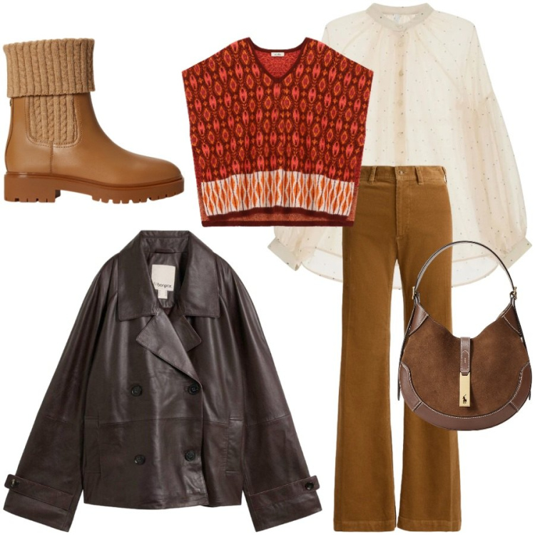 Outfit donna - Ritorno agli anni '70. Stile 70s per Tutti i giorni. Abbinamento con camicie, pantaloni, borse a spalla, stivaletti chelsea, cappotti, caban.