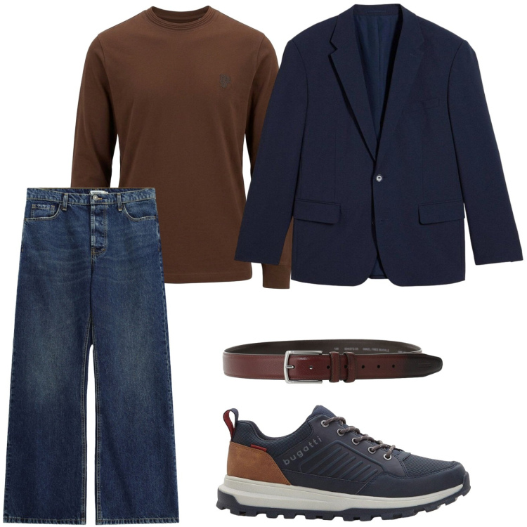 Outfit uomo - Jeans baggy-fit. Stile Trendy per Tutti i giorni. Abbinamento con t-shirt, jeans, cinture, sneakers, giacche.