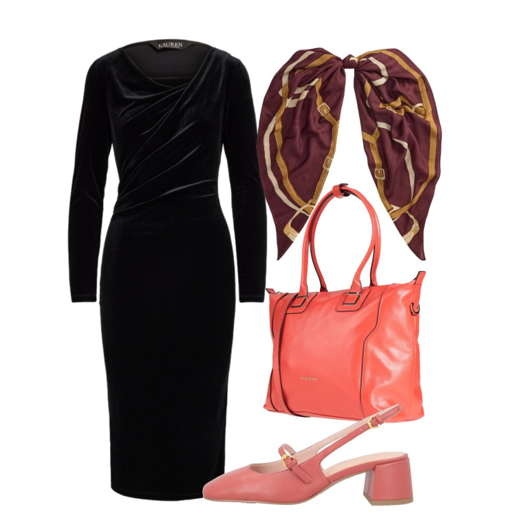 Outfit donna - Tessuti avvolgenti ad ottobre - @mikytwi. Stile Chic per Serata fuori. Abbinamento con foulard, vestiti midi/longuette, décolleté, zaini.
