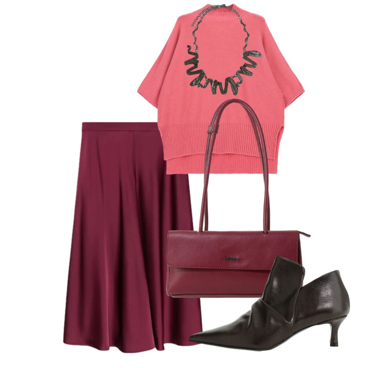 Outfit donna - Tessuti avvolgenti ad ottobre - @mikytwi. Stile Chic per Serata fuori. Abbinamento con gonne, ciondoli, maglieria, stivaletti, borse a spalla.