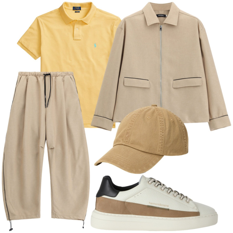 Outfit uomo - Armonia di colori. Stile Casual per Tutti i giorni. Abbinamento con sneakers, pantaloni, cappotti, polo, cappelli.