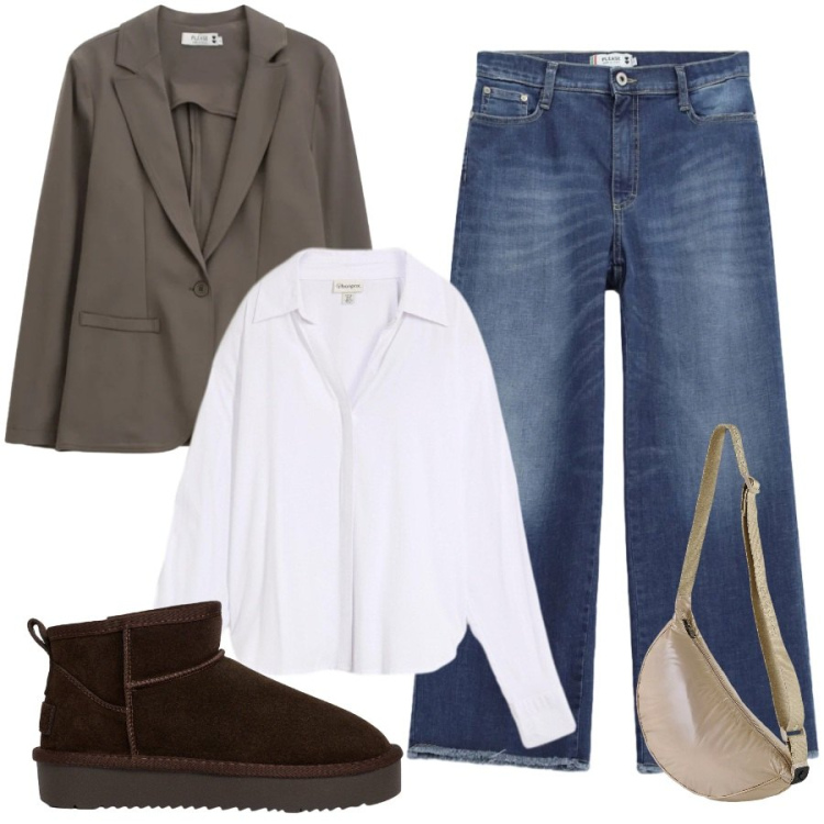 Outfit donna - Sto uscendo. Stile Casual per Serata fuori. Abbinamento con blazer, jeans, borse a tracolla, stivaletti, bluse.