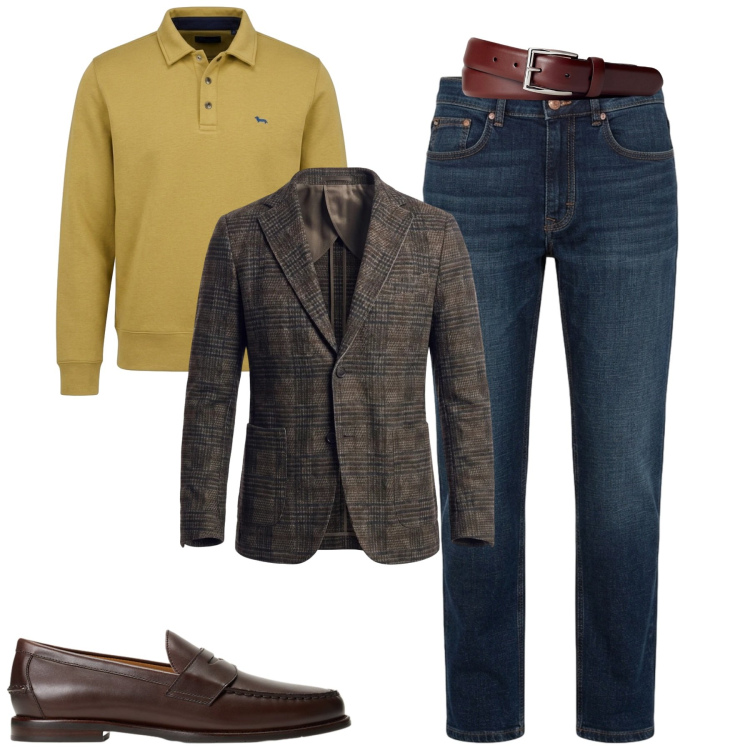Outfit uomo - Ottobre. Stile Urban per Tutti i giorni. Abbinamento con felpe, jeans, giacche, cinture, scarpe stringate.
