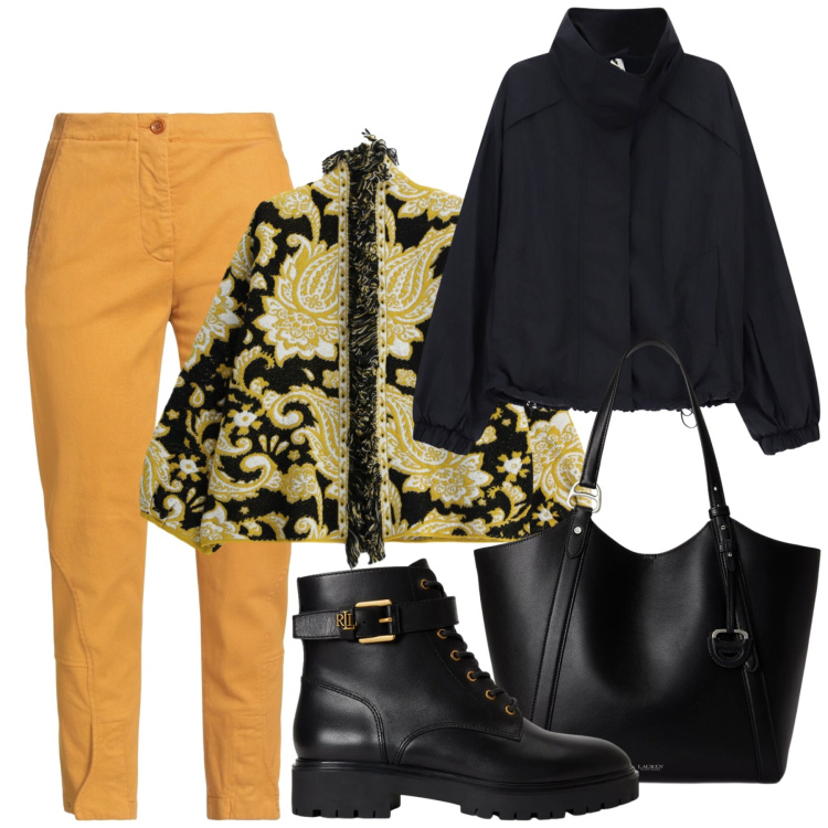 Outfit donna - Un po' di giallo per rallegrare. Stile Trendy per Tutti i giorni. Abbinamento con bomber, borse tote, anfibi, cardigans, jeans slim fit.