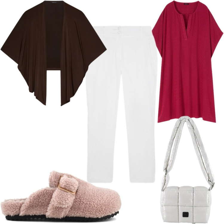 Outfit donna - Total look #2490994. Stile Trendy per Tutti i giorni. Abbinamento con blazer, pantaloni, caftani, borse a spalla, sabot.