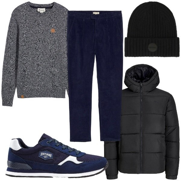 Outfit uomo - I colori della natura. Stile Casual per Tutti i giorni. Abbinamento con berretti, sneakers, pantaloni, maglieria, piumini.