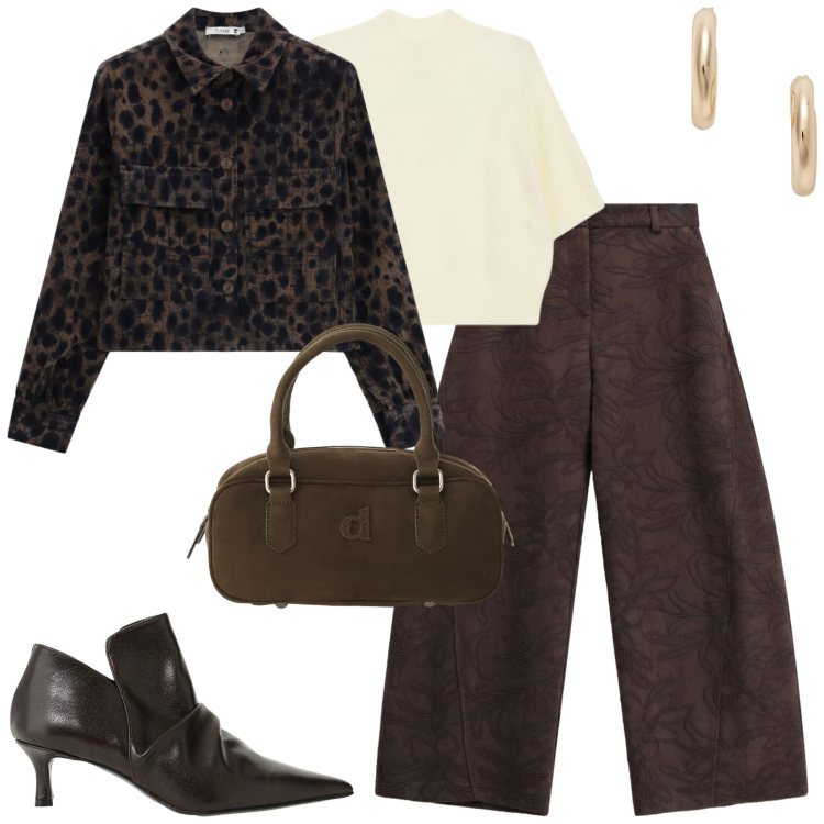 Outfit donna - Fall. Stile Urban per Tutti i giorni. Abbinamento con maglieria, pantaloni, stivaletti, orecchini, cappotti, borse a mano.