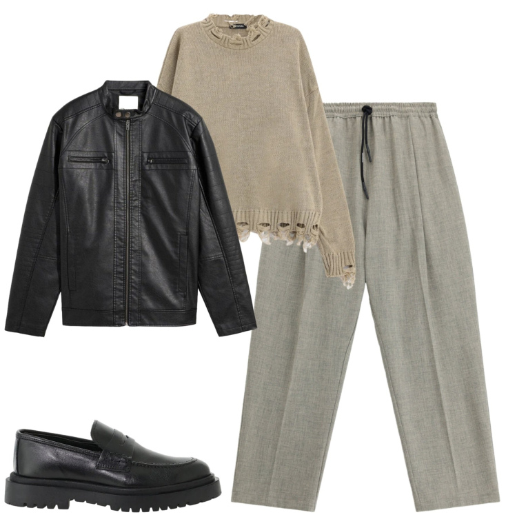 Outfit uomo - City. Stile Trendy per Tutti i giorni. Abbinamento con scarpe stringate, pantaloni, maglieria, giacche.