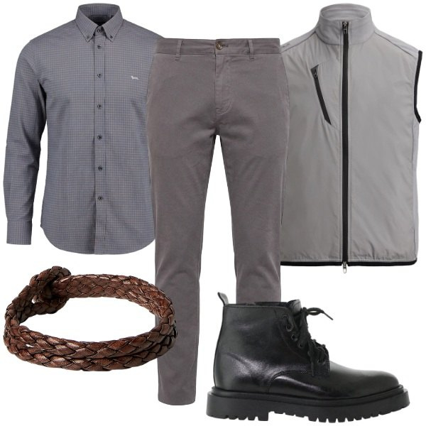 Outfit uomo - Maglieria e layering. Stile Casual per Tutti i giorni. Abbinamento con pantaloni, camicie, anfibi, braccialetti, gilet.